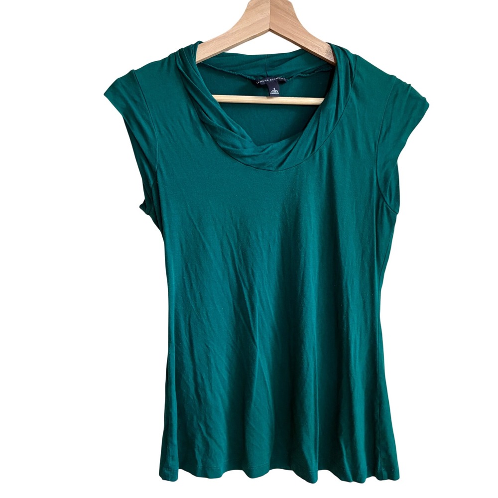 Banana Republic Cowl Neck Cap Sleeve Top Size S Teal Green Women Rayon Tencel
